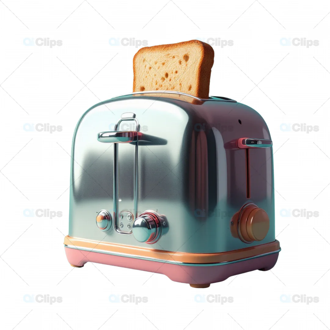3D Retro Toaster Model with Toast
