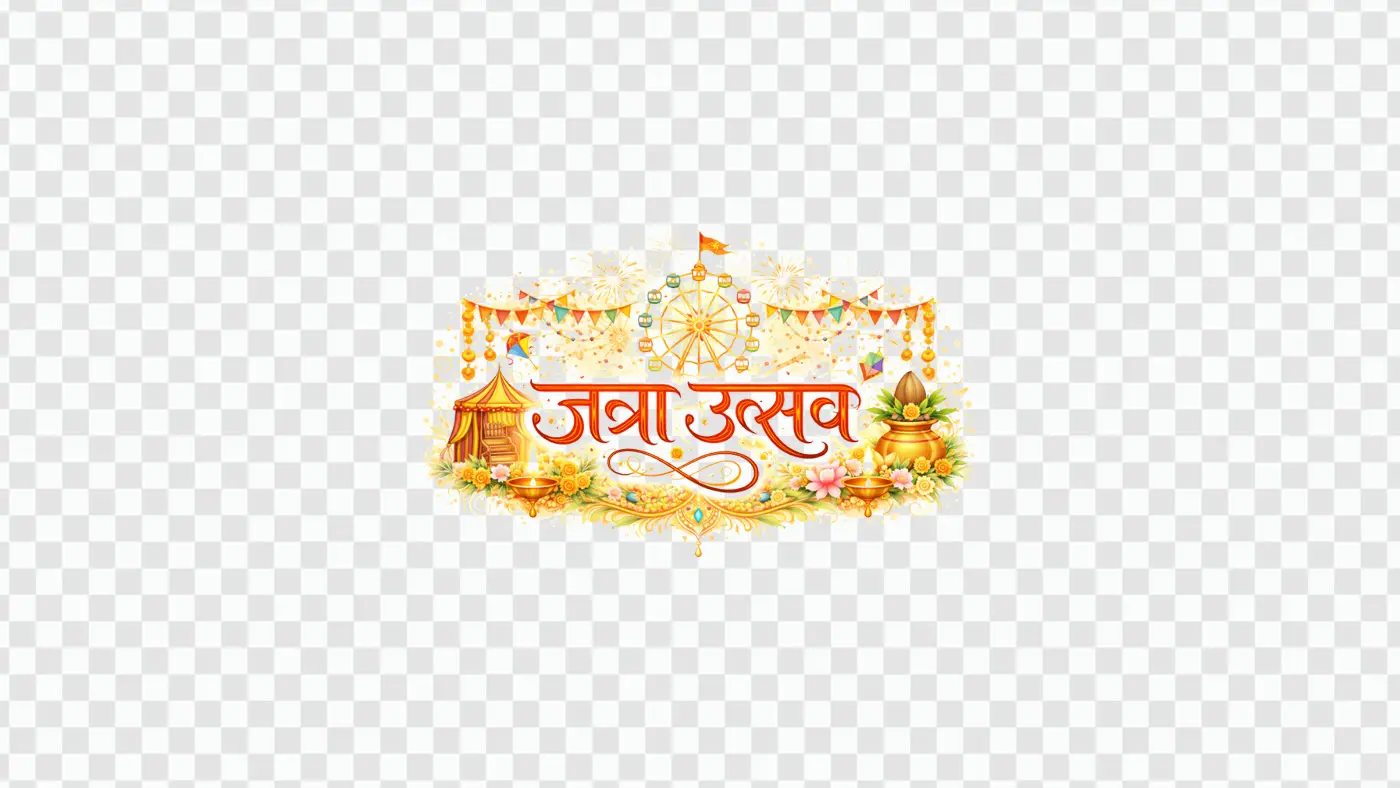 Jatra Utsav Hindi Calligraphy Festive Fair Decorative Clipart PNG