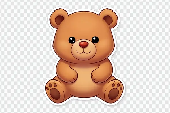 Charming Brown Teddy Bear Cartoon Sticker Clipart PNG