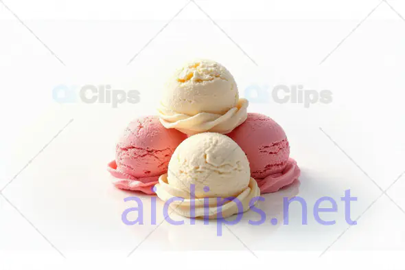 Vanilla and Strawberry Ice Cream Scoops