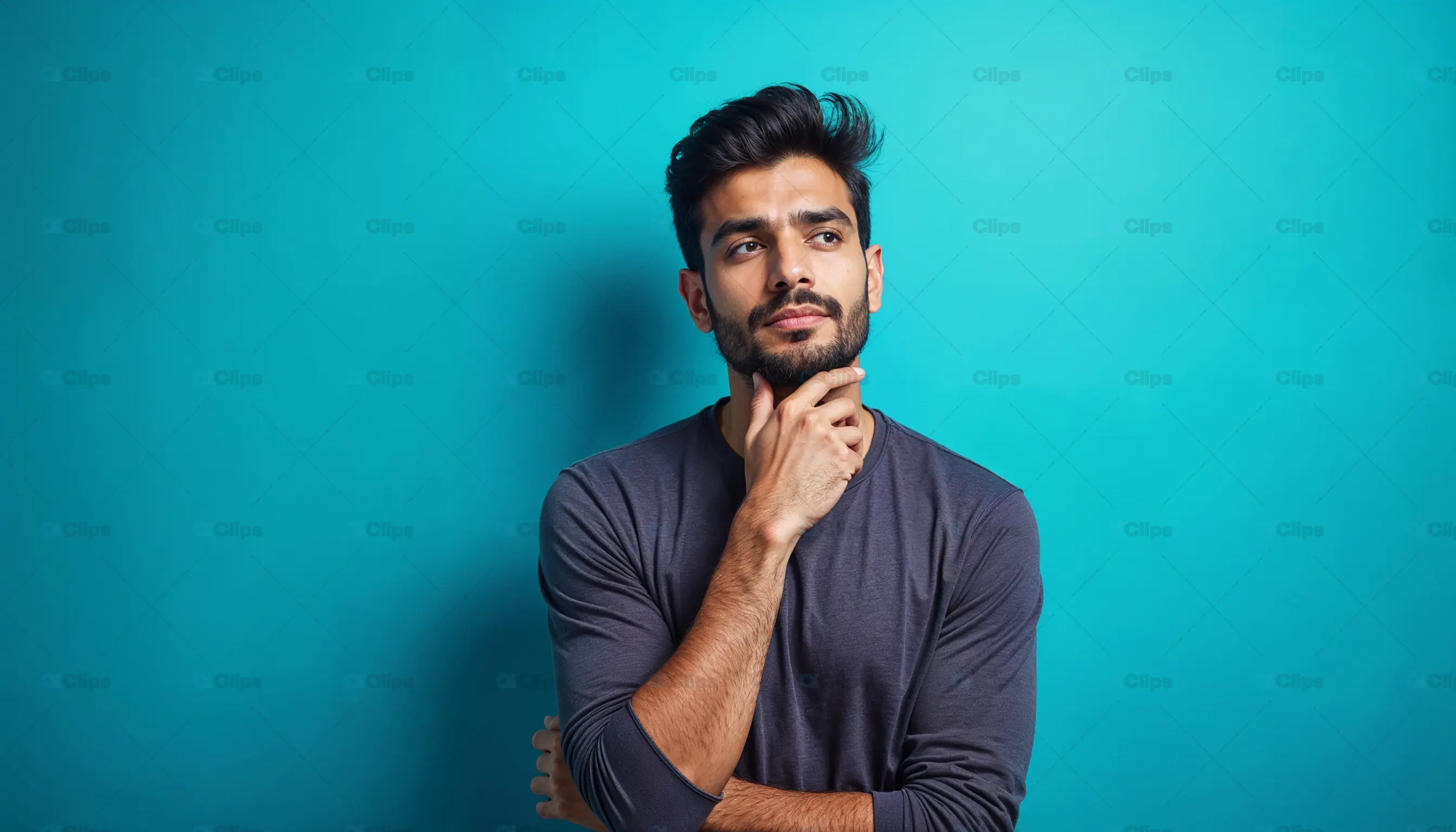 Pensive Man in Casual Attire