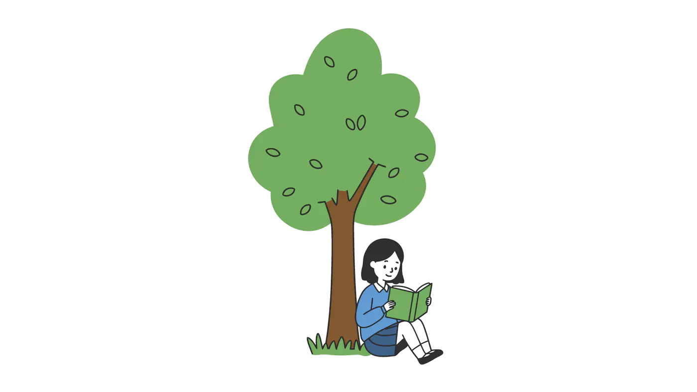 Girl Reading Under Tree Vector