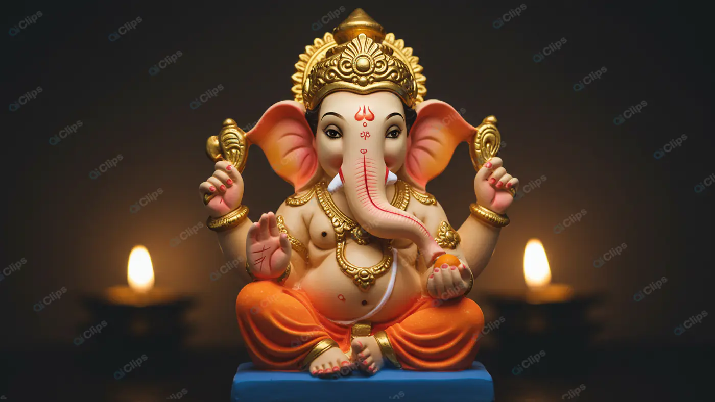 Ganesha Statue in Candlelight