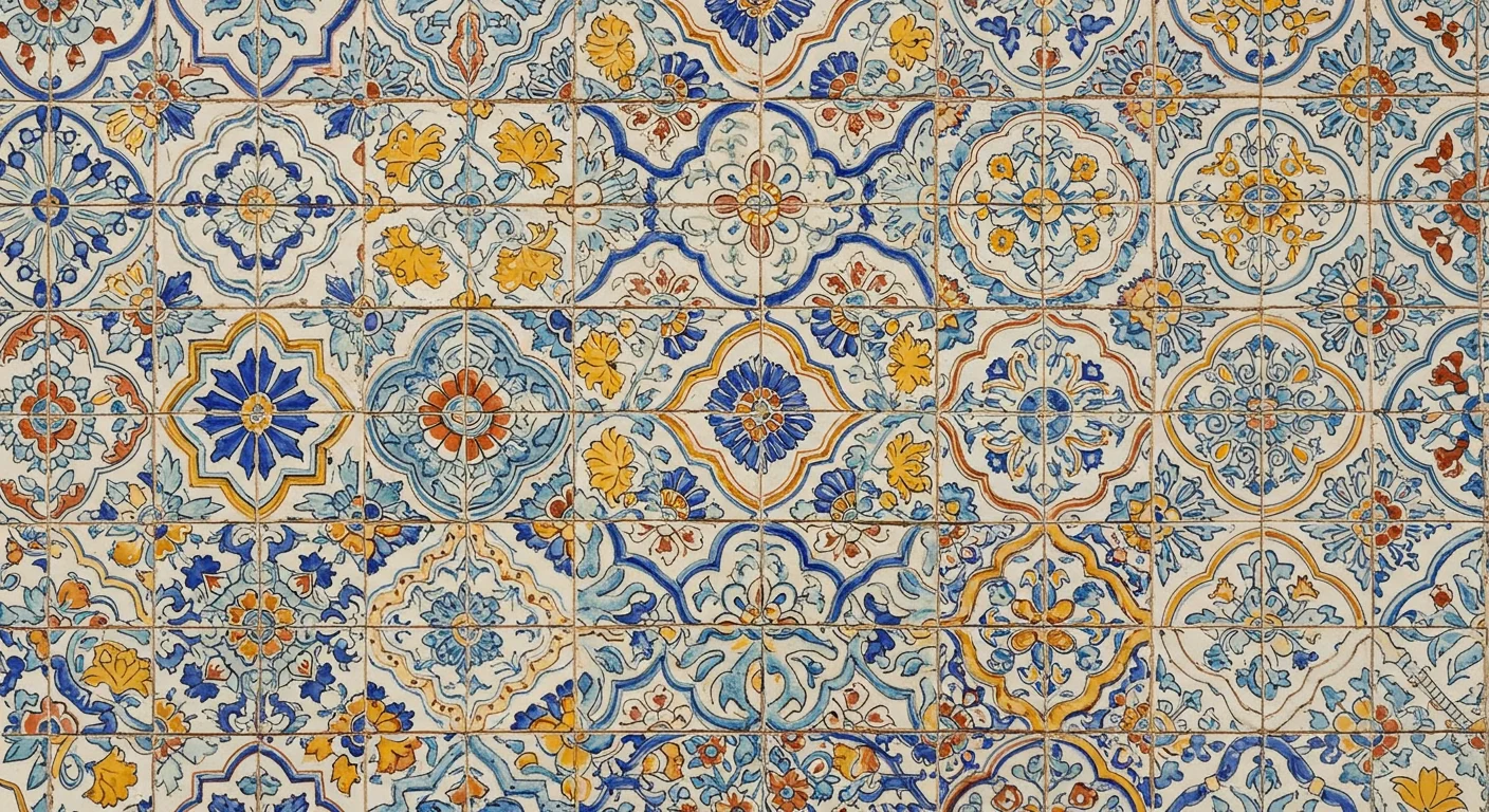 Classic Persian Style Tile Pattern | Blue & Yellow Ornamental Mosaic