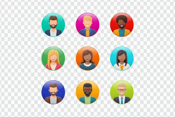 Glossy Diverse Team Member Profile Icons Clipart PNG