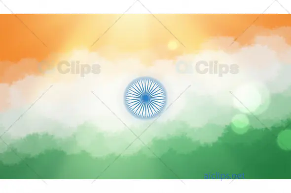 Indian Flag Illustration with Ashoka Chakra and Abstract Bokeh Background