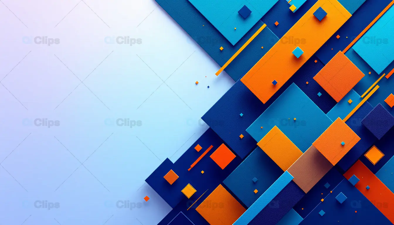 Blue and Orange 3D Geometric Design