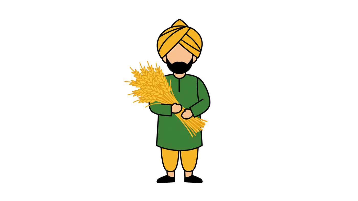 Sikh Farmer with Wheat Vector