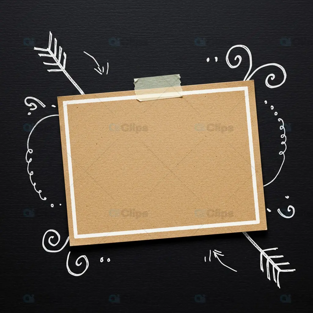 Horizontal Brown Card Mockup with Chalkboard Doodles