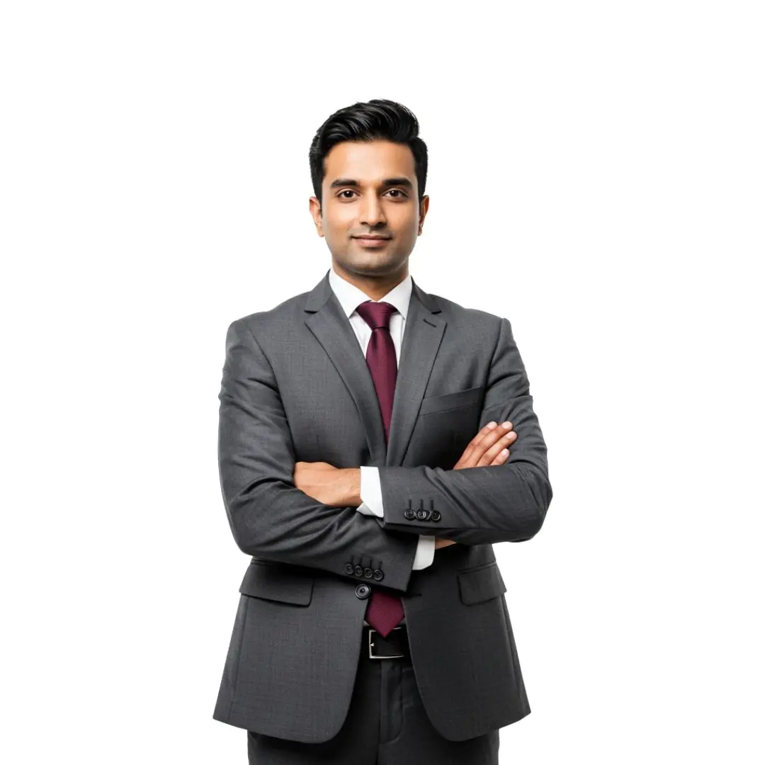 Professional South Asian Businessman in Gray Suit PNG