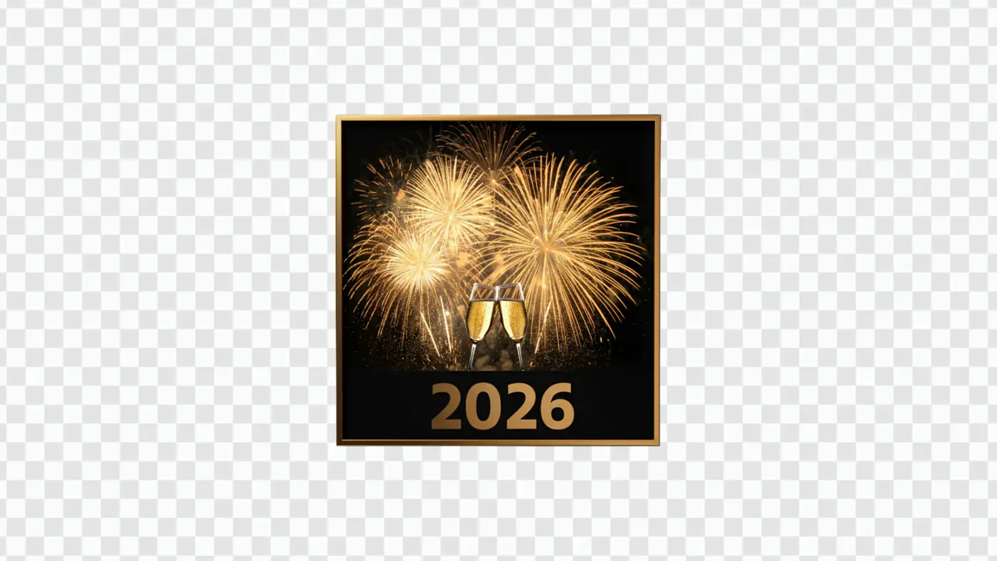 Elegant 2026 New Year Fireworks Celebration PNG