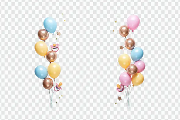 Festive Balloon Clusters Birthday Frame PNG