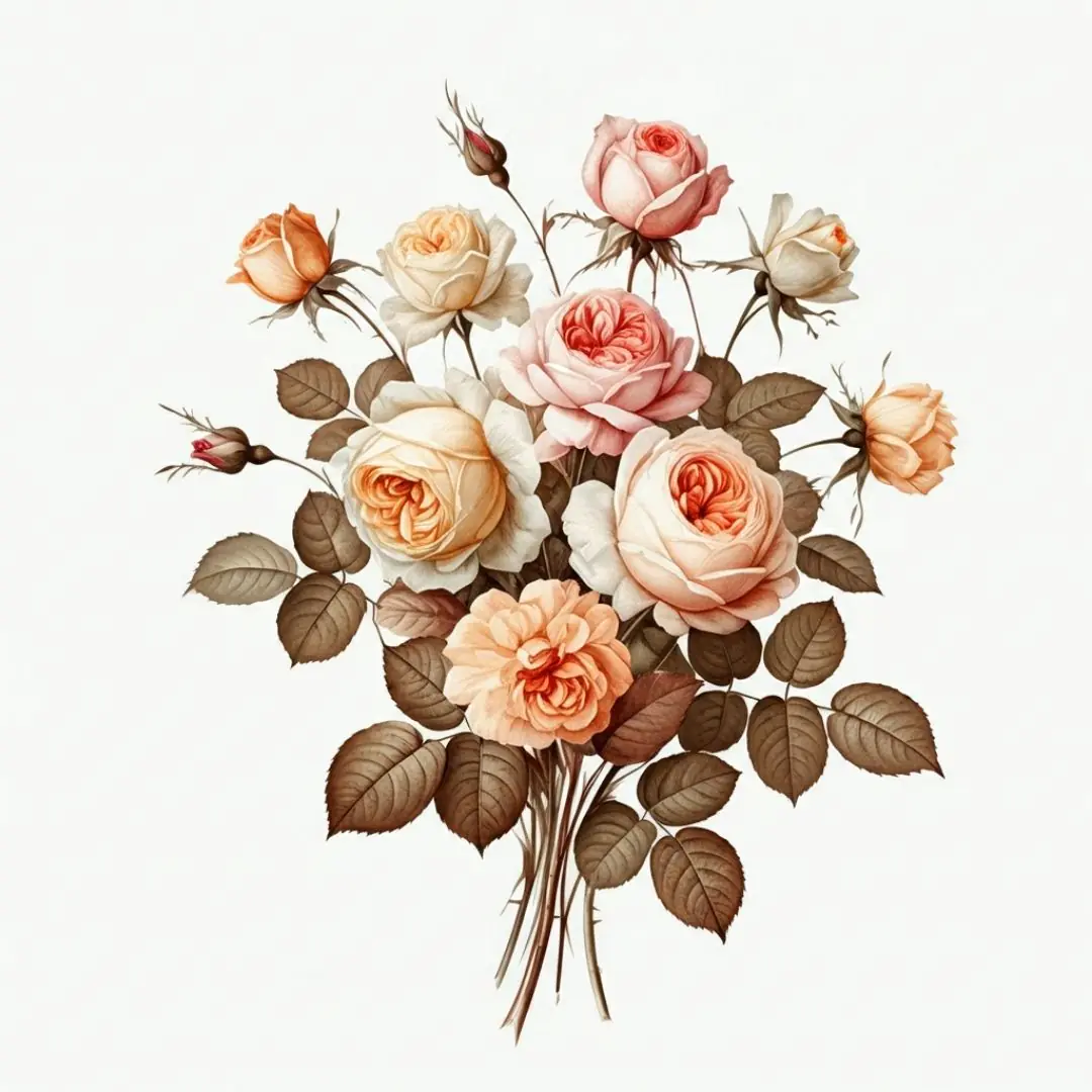 Pastel Vintage Rose Bouquet PNG Clipart