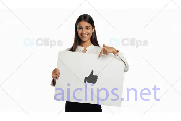 Woman Holding Thumbs-Up Signboard