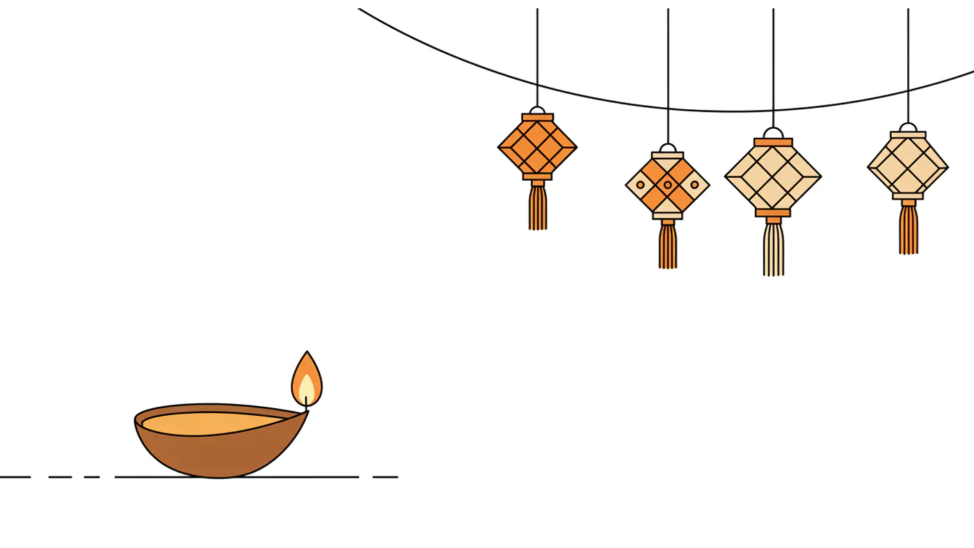Diwali Lanterns and Diya Vector