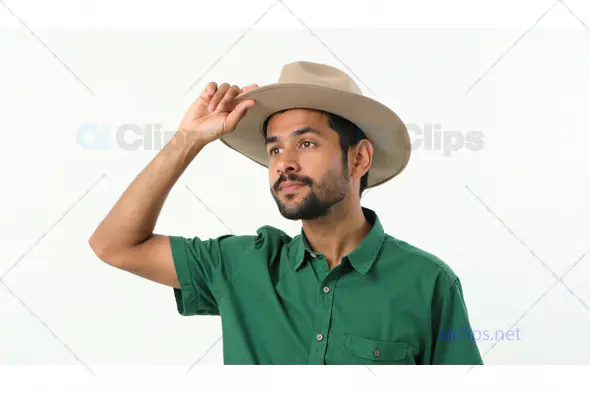 Man in Green Shirt with Cowboy Hat