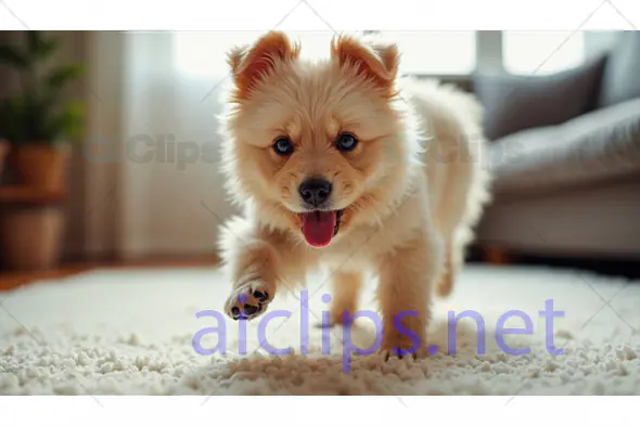 Playful Fluffy Puppy Indoors