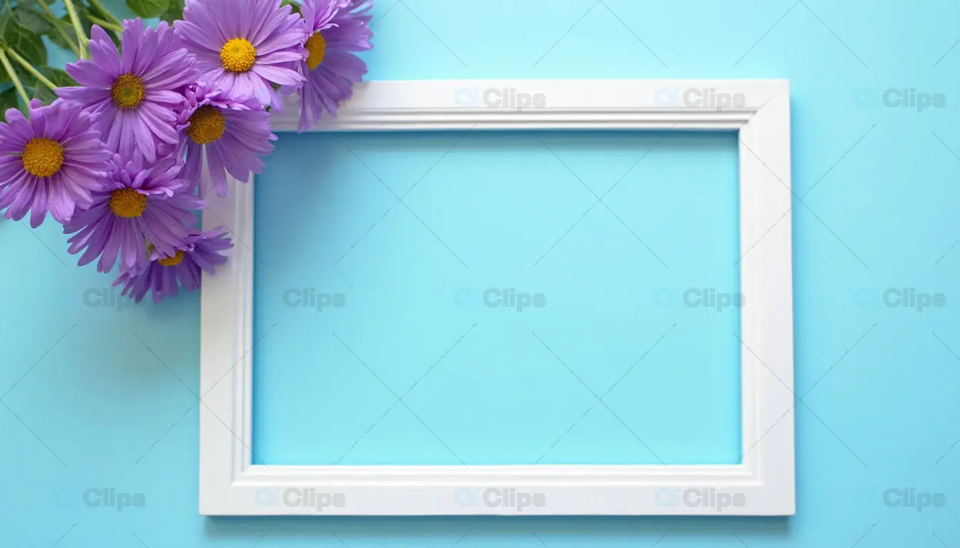 Purple Flowers with Horizontal White Frame