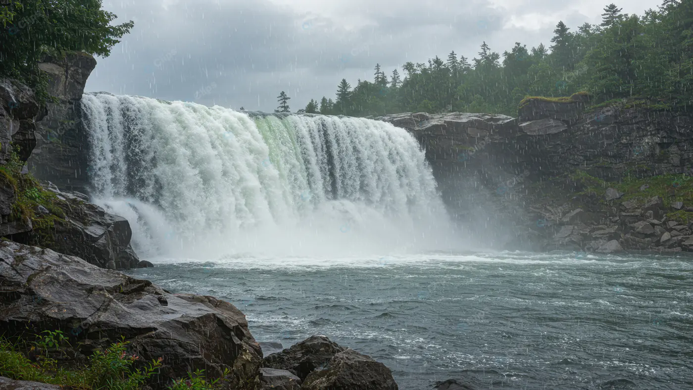 Powerful Forest Waterfall