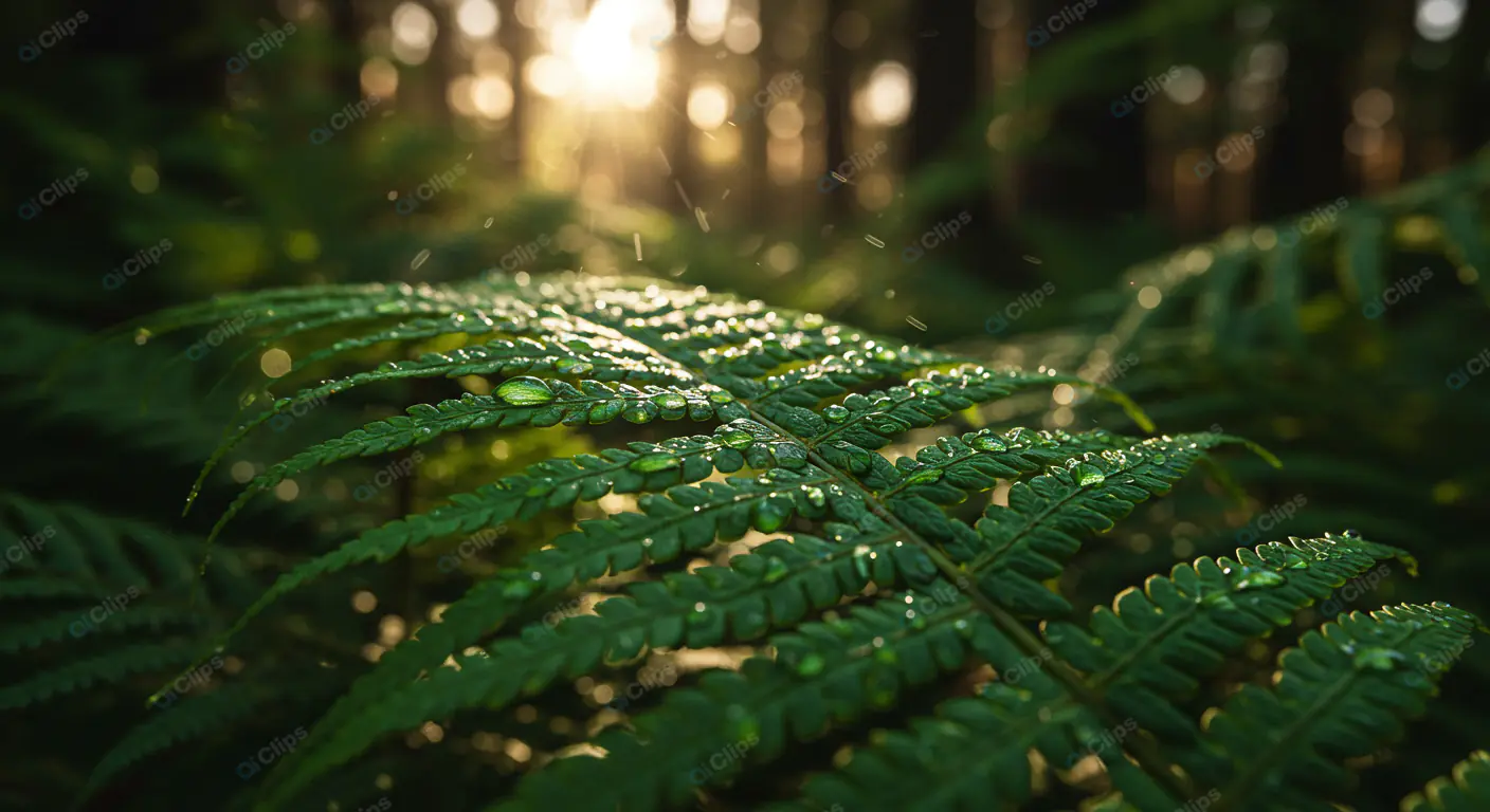 Dewy Fern Fronds at Dawn