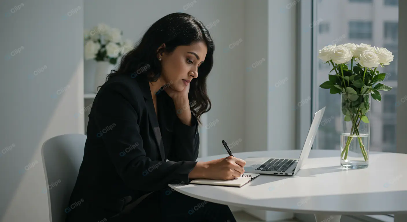 Professional Woman's Focused Workspace