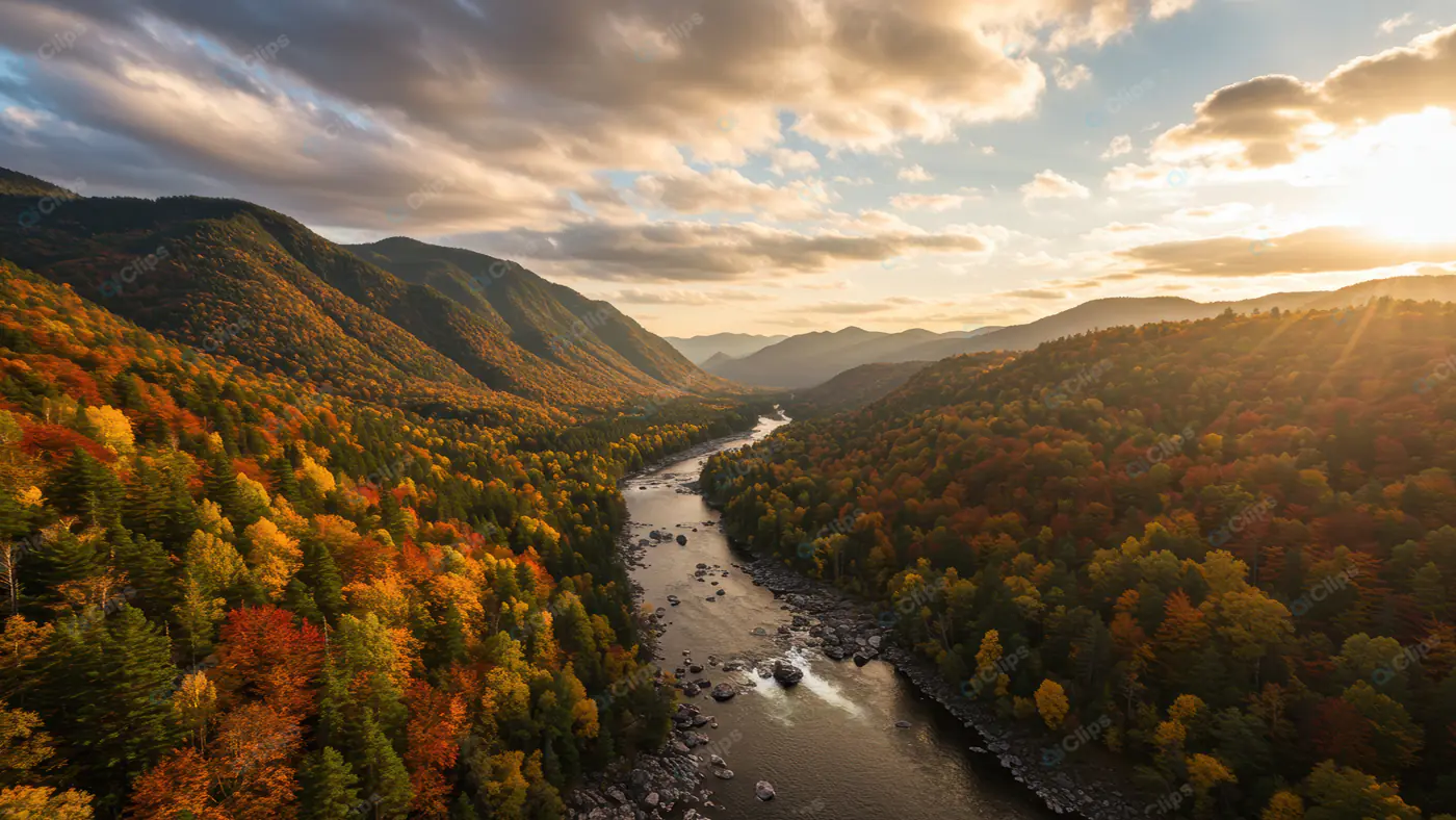 Autumn River Valley Panorama