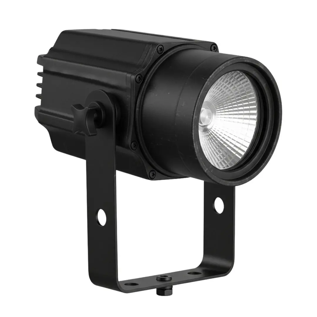 Professional Black Stage Spotlight with Mounting Bracket PNG
