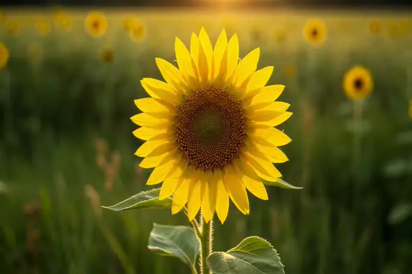 Radiant Sunflower Field Golden Hour Nature Landscape Footage