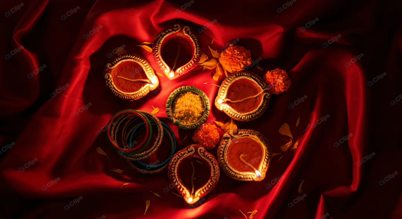 Diwali Celebration with Traditional Oil Lamps