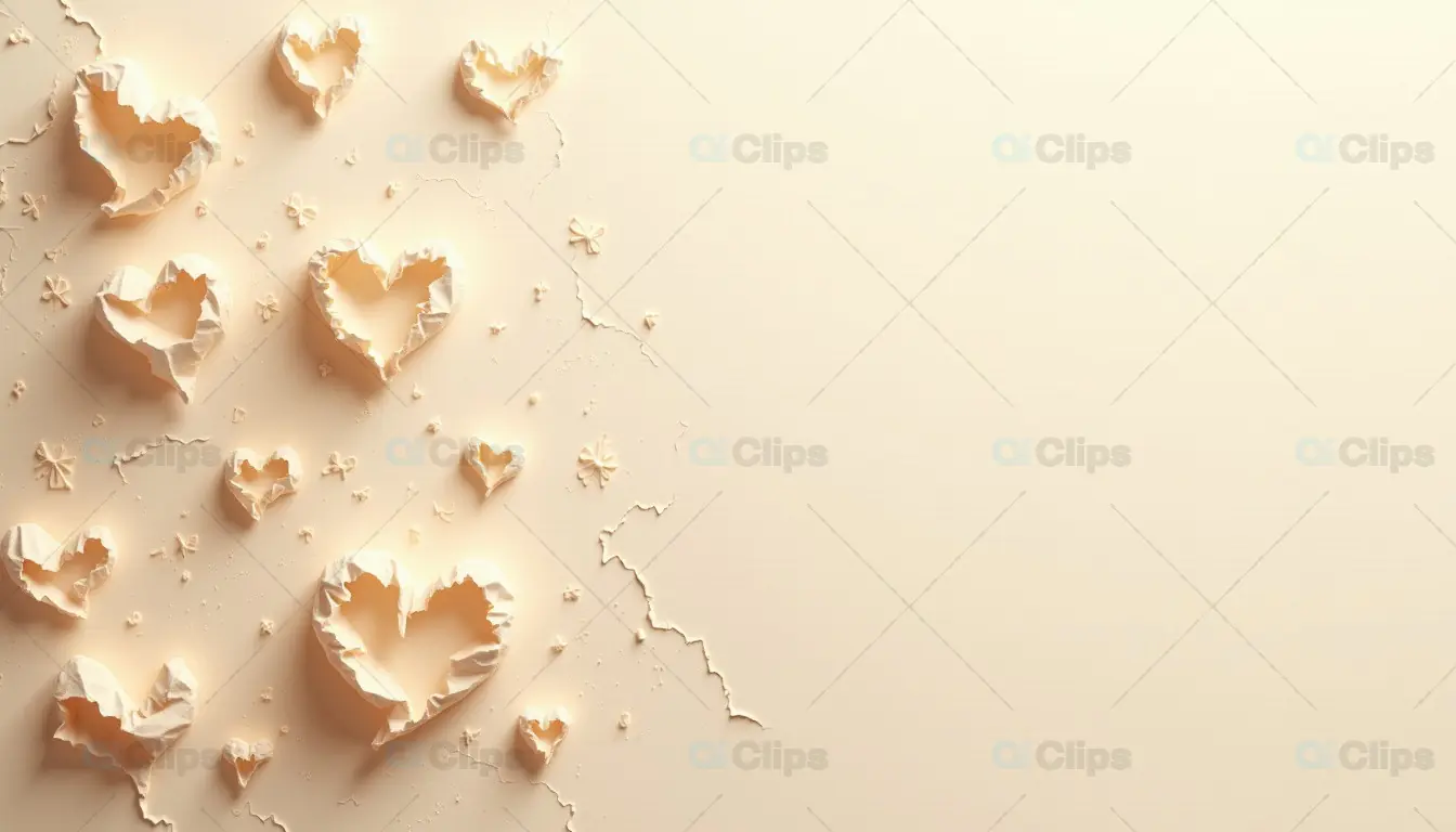 Crinkled Paper Hearts Background