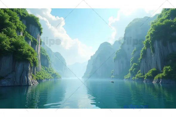 Peaceful River Gorge with Majestic Cliffs