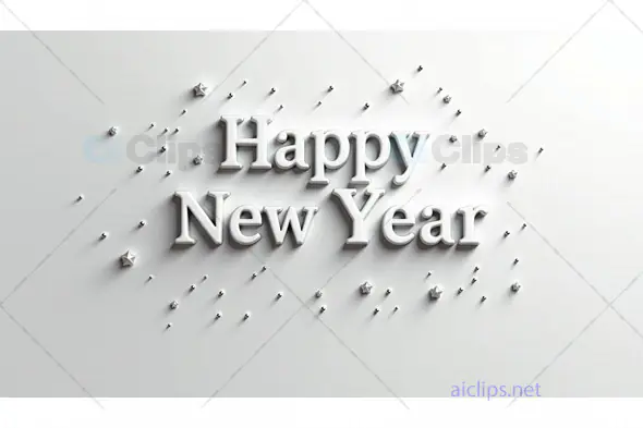 Elegant 3D "Happy New Year" Text with Stars