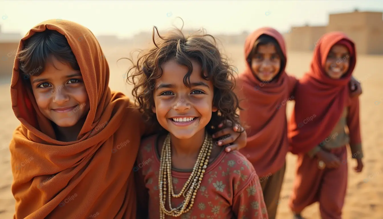 Joyful Children in Traditional Attire