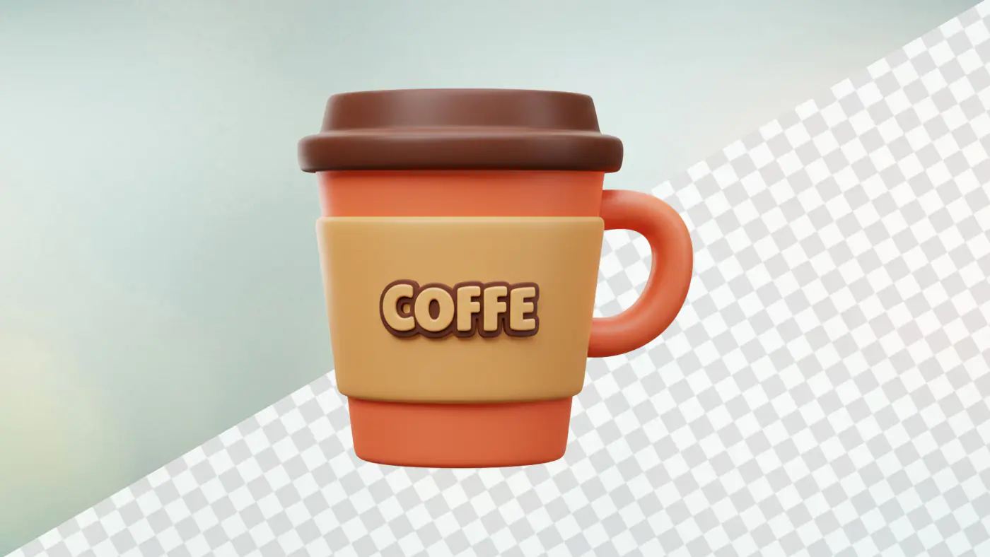 Stylized coffee cup with coffe text 3D model