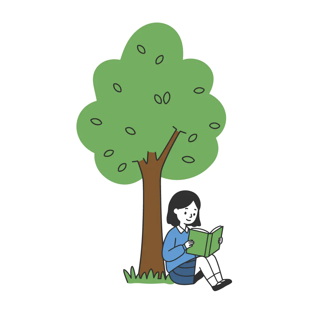 Girl Reading Under Tree Vector