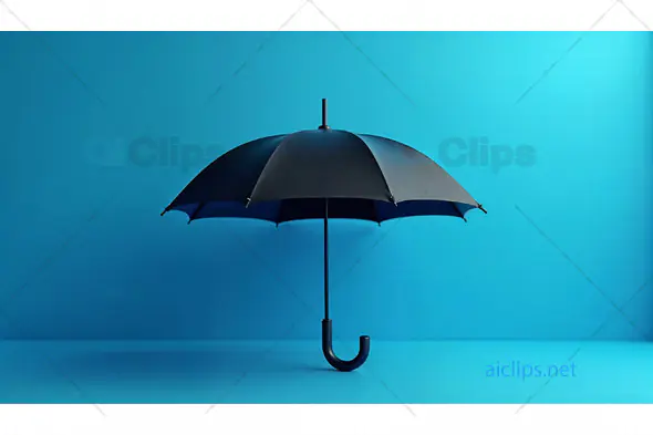 Black Umbrella on Blue Background