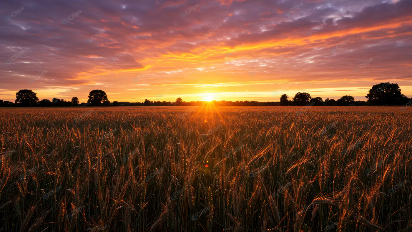 Golden Wheat Field Sunset
