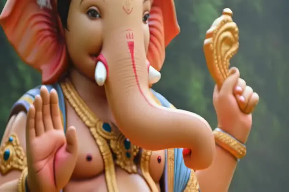 Colorful Ganesha Idol Close-up with Intricate Details