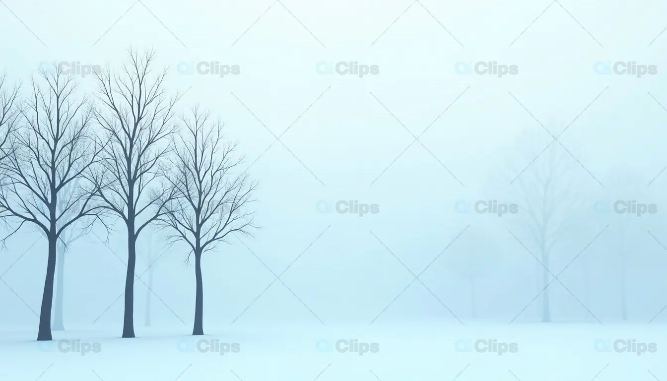 Foggy Winter Forest with Bare Trees