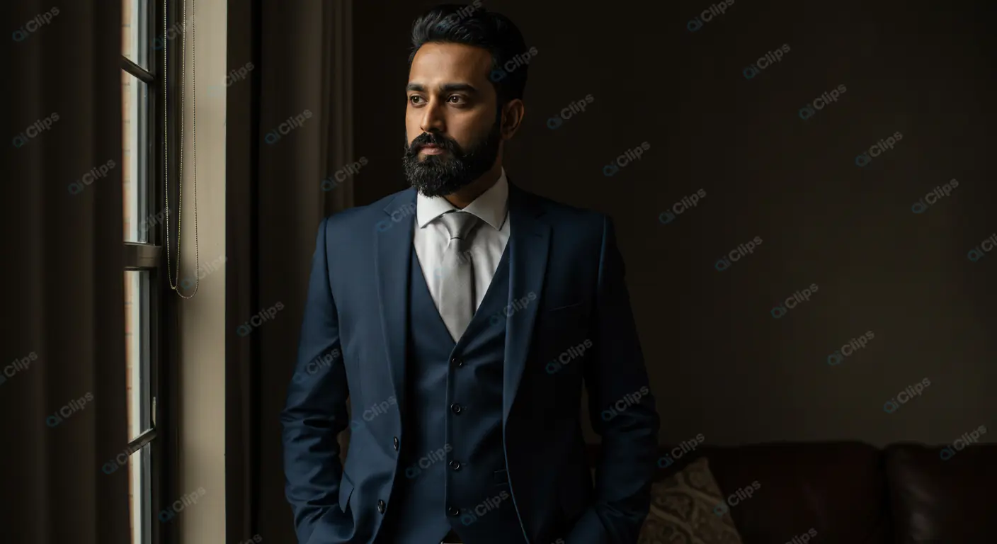 Elegant Businessman in Blue Suit