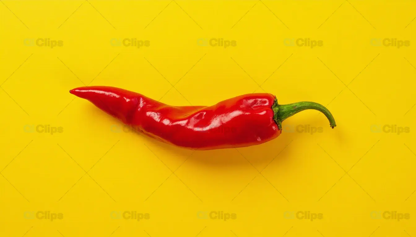 Red Chili Pepper on Yellow Background