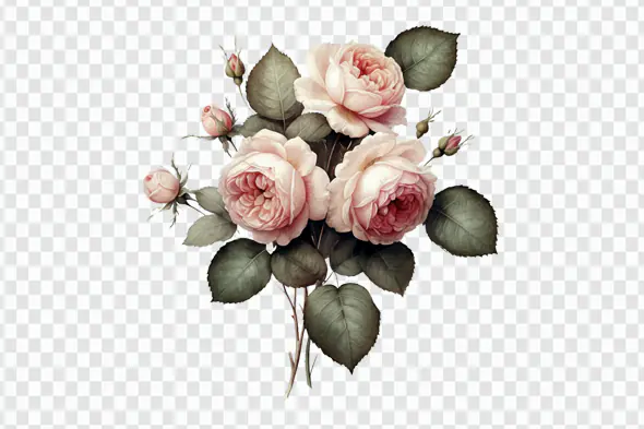 Delicate Pink Roses Floral Arrangement PNG Clipart