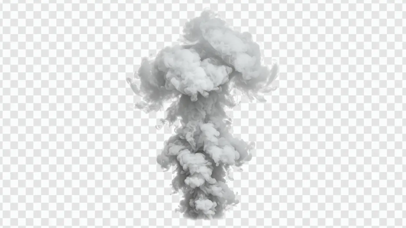 Billowing White Smoke Plume Explosion PNG