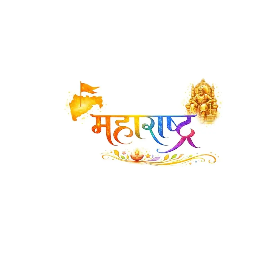 Maharashtra Hindi Calligraphy with Shivaji Maharaj Clipart PNG