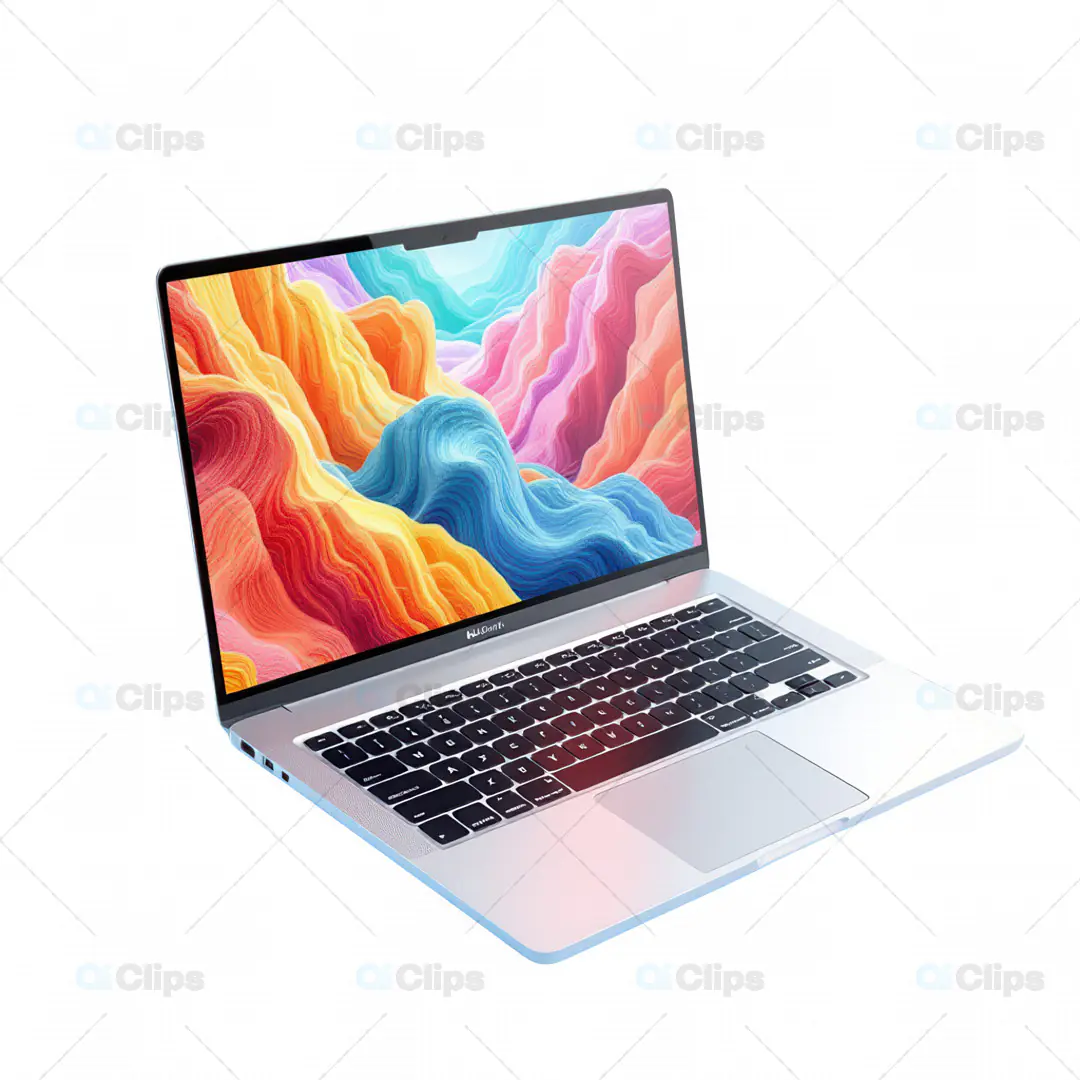 3D Model of a Modern Laptop with Vibrant Screen Display