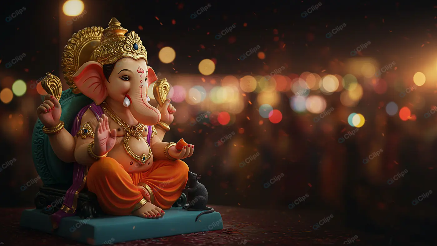 Radiant Ganesha Statue in Festival Lights