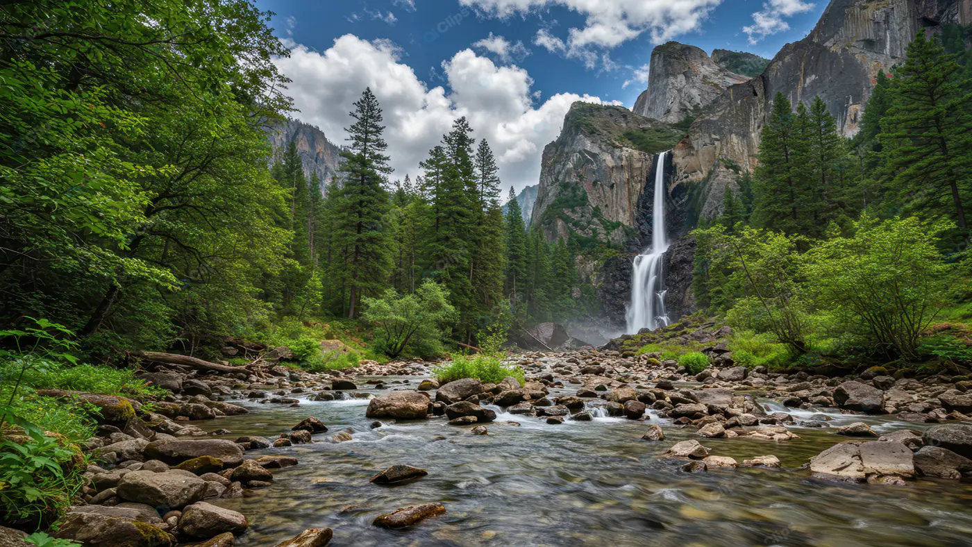 Majestic Yosemite Waterfall Vista