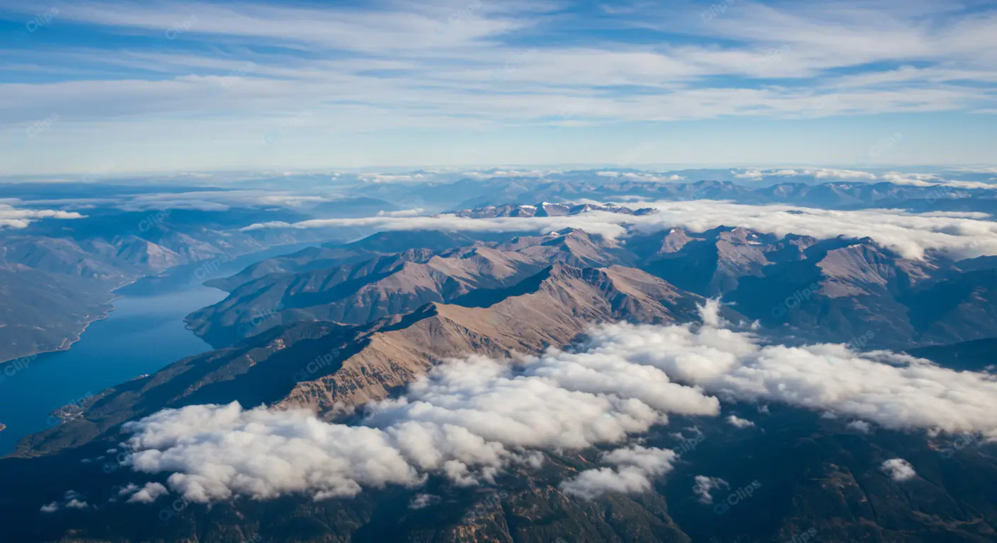 Aerial Mountain Range Cloudscape