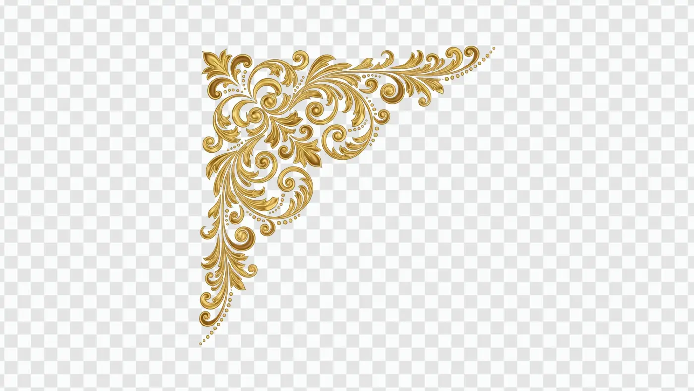 Elegant Golden Baroque Corner Flourish Design PNG Clipart