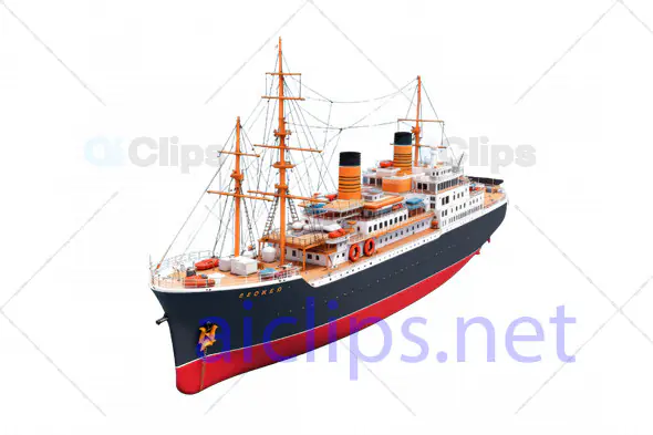 3D Model of Vintage Ocean Liner Ship